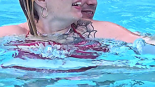 My Cuckold Guy Films a Lover Fucking Me Hard on the Pool Terrace