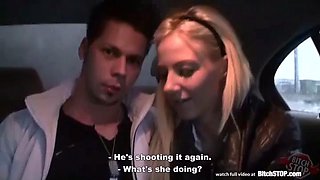 Bitch STOP - Smoking hot blonde in car action