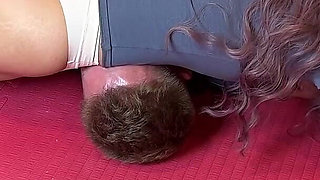 Asian Belly Domination in Scissorhold Wrestling