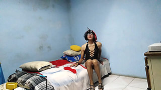 Joselynne Crossdresser In Tight Dress And Heels No Panties Using Buttplug The Las Part