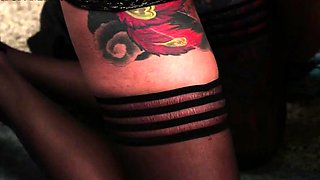 Horny CFNM babes deepthroating a guy