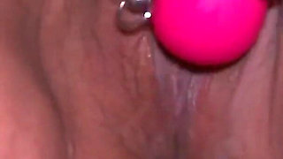 4K - MILF Jerks Her Pierced Pussy with a Vibrator and Gets Creampie Filled with Dripping Cum