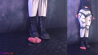 Testing Your Cock and Balls Durability with Two Pairs of Combat Boots - Cock Balls Crush Trample, Shoejob, Bootjob, CBT