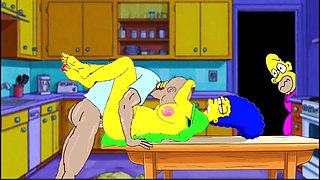 Married Housewife Gets Fucked on the Kitchen Table While Her Husband Stands Quietly Behind the Door and Watches