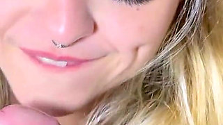 My Blonde Stepsister Gave Me a Sloppy Blowjob Before Bed