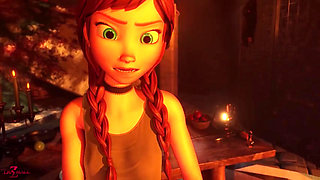 Frozen Anna sucks dicks and gets ass fucked