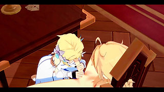 Genshin Impact Hentai - Aether and Lumine Sucking and Fucking - 3D Anime Cartoon Video Game Porn Video