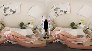 Sage Rabbit gets nailed hard by masseur on massage table in virtual reality POV