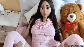 Innocent Teen in Pink Scared of Caretaker - Hardcore Step-Family Fuck
