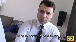 Debt4k. slutty young wifey cheats on spouse for currency in front of him