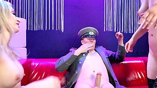 Amateur blonde pierced slut threesome and blowjob