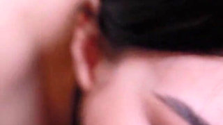 Cute 18 Year Old Brunette Gives a Sensual Blowjob with Tongue and Swallows All the Cum with a Dick