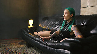 Smoking in a Pvc Dress