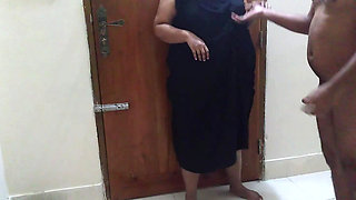 Saudi Muslim Burqa and Hijab Sexy Maid with Big Tits and Big Ass Sweeps the House