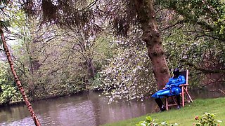 Blonde and her outdoor solo masturbation