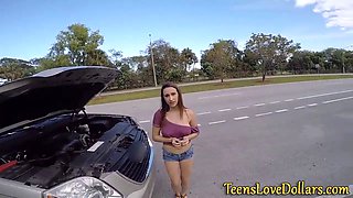 Teenage spunked over for cash