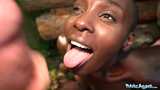 Public agent black model zaawaadi taken into the woods for hard outdoor hardcore