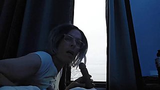 SexyFilomena has fun in front of the window early in the morning