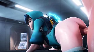 3D Animated Slutty Tracer from Game Overwatch Hard Fuck
