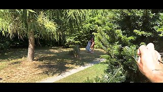 George Uhl pounds unfaithful teen wife in the bushes - POV blowjob