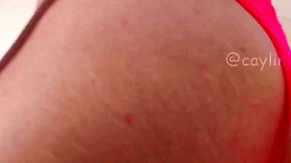 Busty curly brunette with big boobs fucks on couch