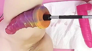 Fucking Machine and Magic Wand Vibrator Masturbation with Essex Girl Lisa