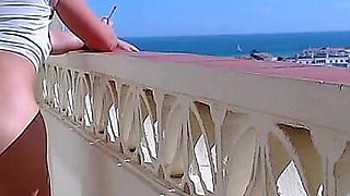 Fucked and Cumed in Her Pussy on the Balcony While Fit MILF Smokes