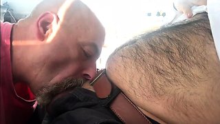 Dad sucking hairy cub