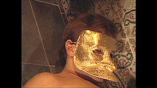 Brunette Fucked in a Threesome by Two Masked Men