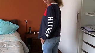 Stepmom's First Masturbation in Front of Her Hiajstro to Make Her Jerk off and Let Him Cum on Her Ha