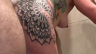 Dickflash Truck Stop Shower Adventure2/4 Cumshot After Destroying Pussy by 9 Inch Truck Driver's Big Dick. Truck Stop Shower