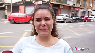 19 years old sex-addicted babe uses her ENORMOUS BOOBS to seduce a random guy!