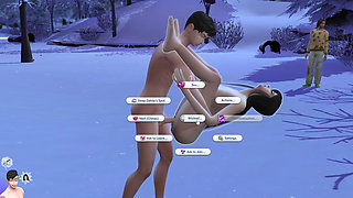 Public Sex on winter season snowing