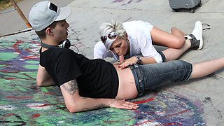 Blonde lady Lora Licious wants to bounce on his dick