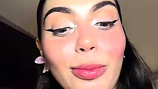 Two horny Latinas suck big cocks and take hard pounding live