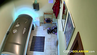 Czech Solarium 34: Young Blonde Slut Puts on a Sexy Show in the Solarium