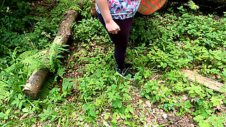 Slapping Her Naked Vagina in the Woods