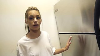 Brunette babe Kimmy slurps Tony's dick in a steamy POV scene