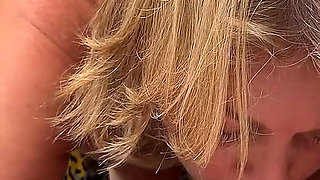 Mature Slut in Fishnet Stockings Sucks Her Husband's Best Friend's Cock
