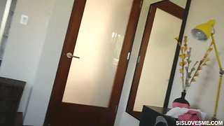 Cute blondie stepsis gets caught and pounded