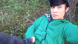 Jon Arteen gay twink's soft strokes risky outdoor, caught or not
