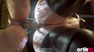 Ada Wong & Ashley Graham - Doggystyle Threesome in Mini-skirt - 3D Porn Animation