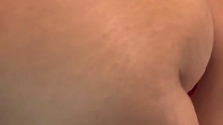 Wife in Red Thong & Bra: POV Doggy, Cowgirl, Thong Pulled Aside, Cum in Hand