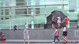 Slave double flogged in public outdoors