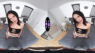 Raven-haired Alyssa devours cock in sloppy BJ before wild sex positions take over