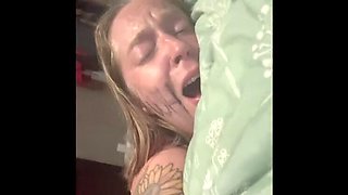Daddy Pierz Makes His Blonde MILF Whore Take Two Dildos in Ass and Mouth - She Squirts Loudly Like a Slut