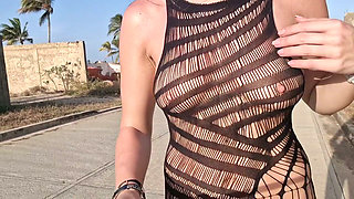 risky public exposure of tits and pussy