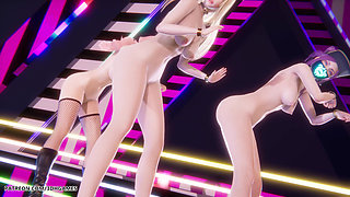 Mmd Babymonster - Batter up Ahri Evelynn Akali Sexy Striptease League of Legends Hentai Uncensored 4K 60fps