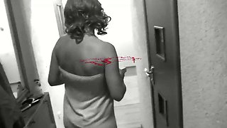 Pizza delivery guy brought pizza His met by naked owner sexy blonde MILF without panties and bra. Shower. Ass mature Tits Pussy