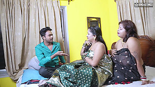 Desi Indian Two StepMoms shares and Fucks Stepson Threesome Full Movie ( Hindi Audio )